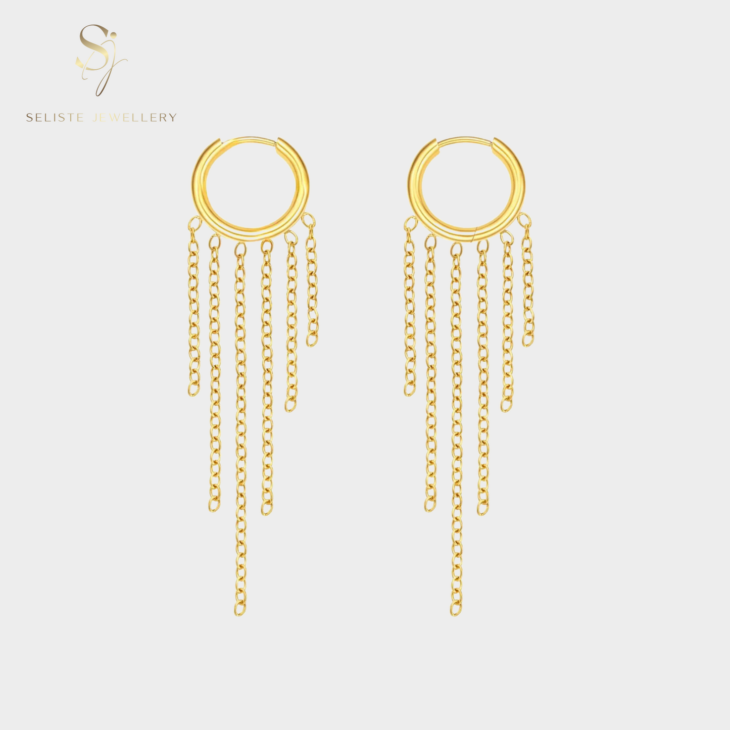 Long Chain Tassel Huggie Earrings