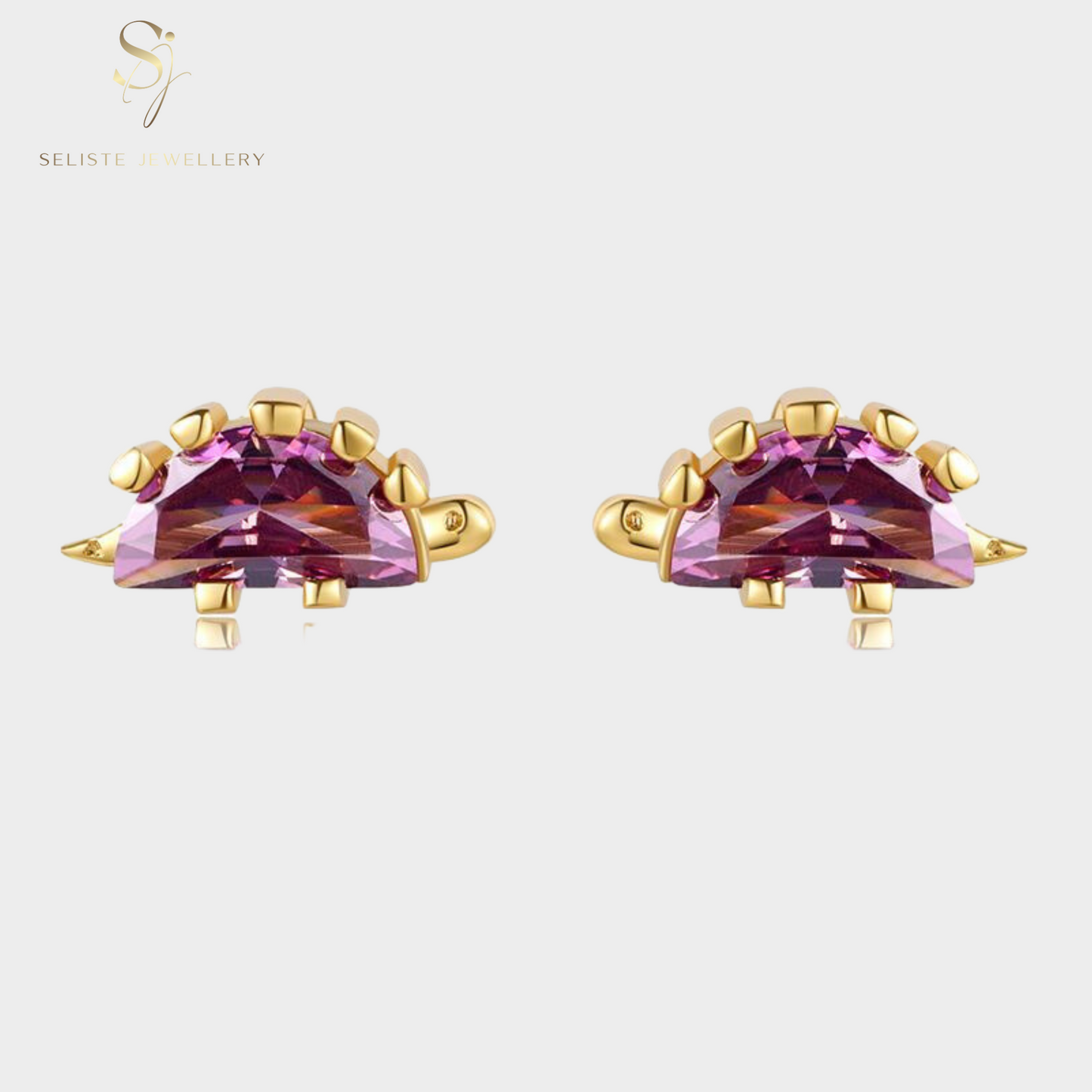 Tiny Purple Stegosaurus Earrings