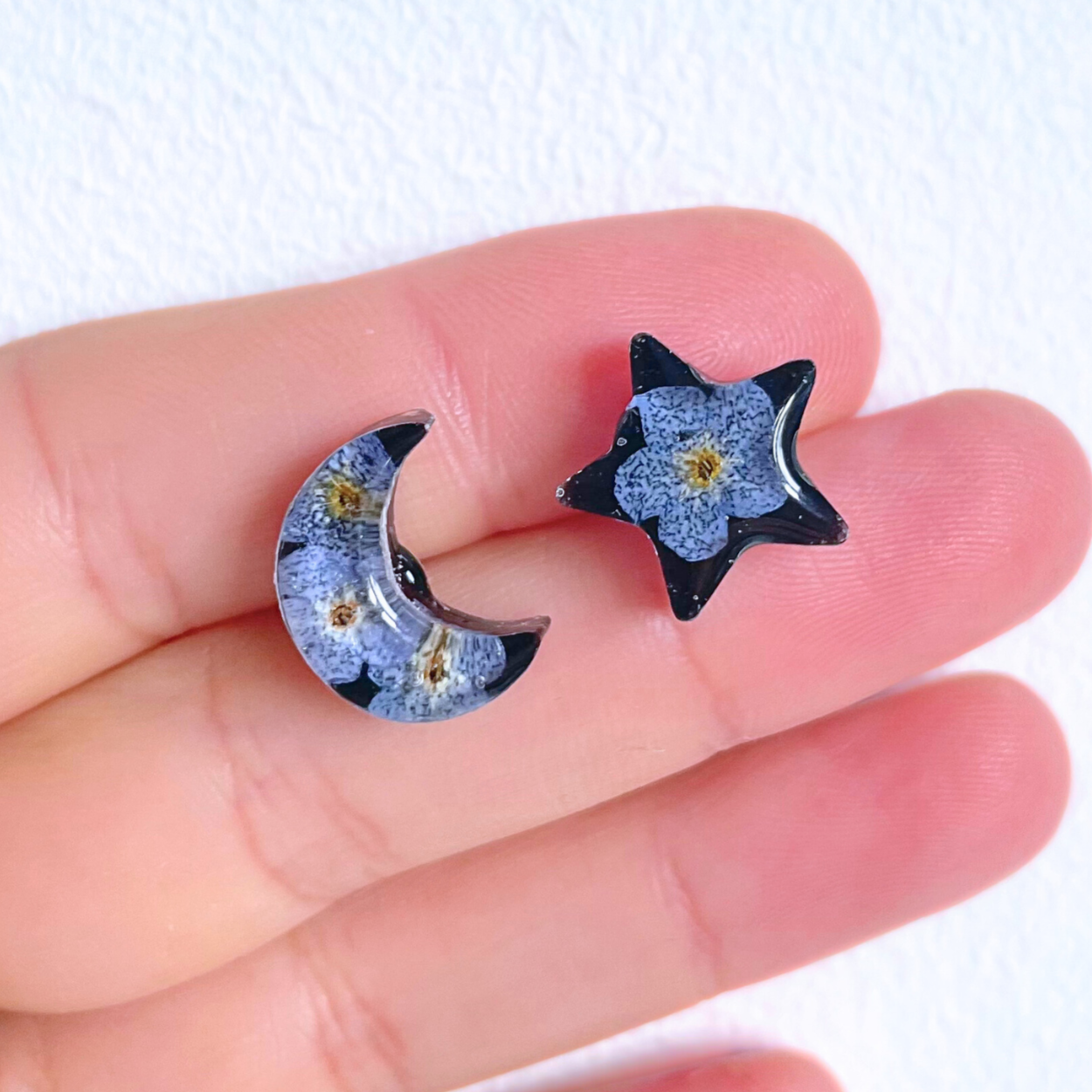 Forget Me Not Black Celestial Earrings