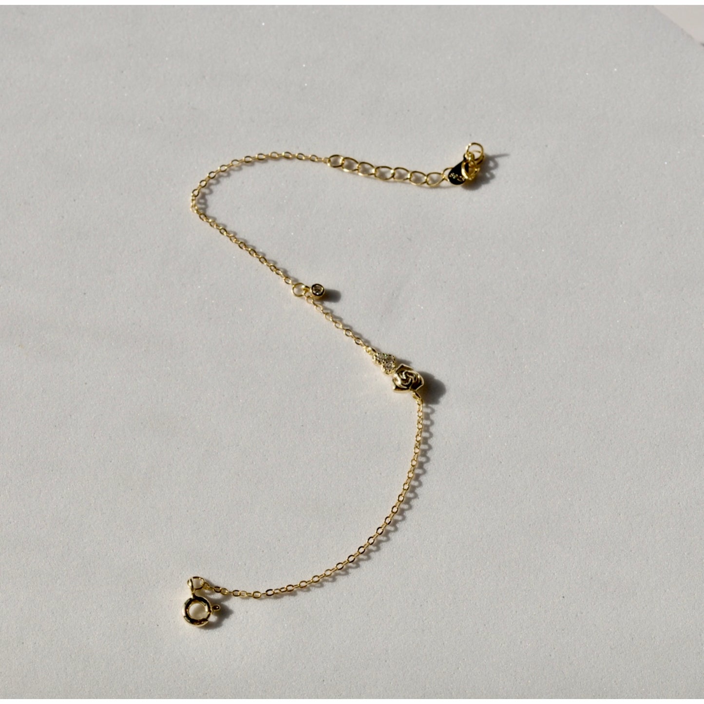 Rose Flower Heart Charm Bracelet