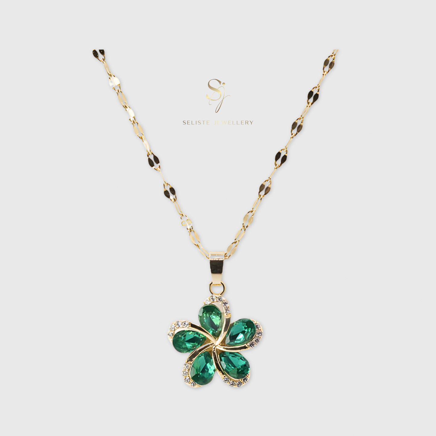 Green Flower Pendant Necklace