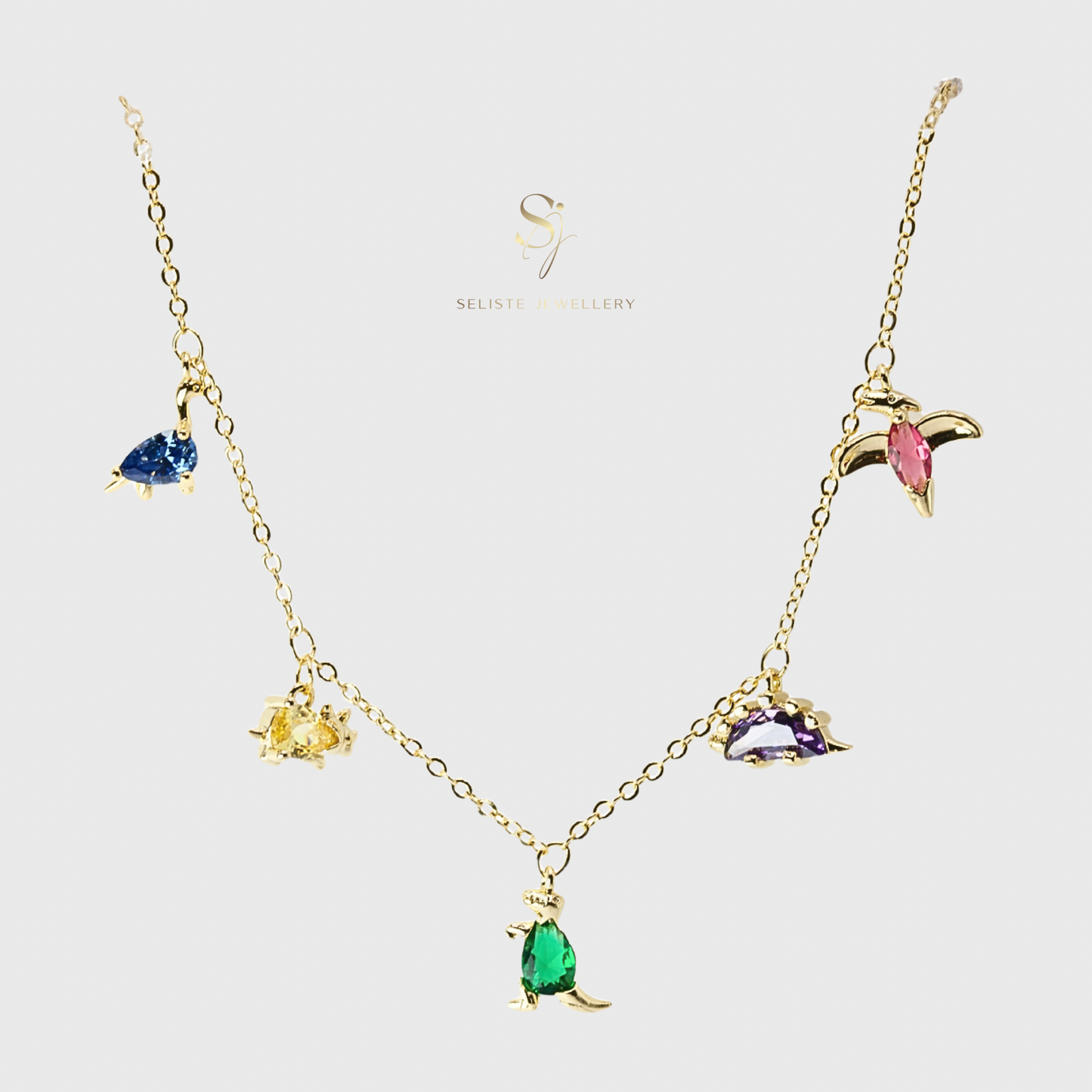 Tiny Dinosaur Charms Necklace