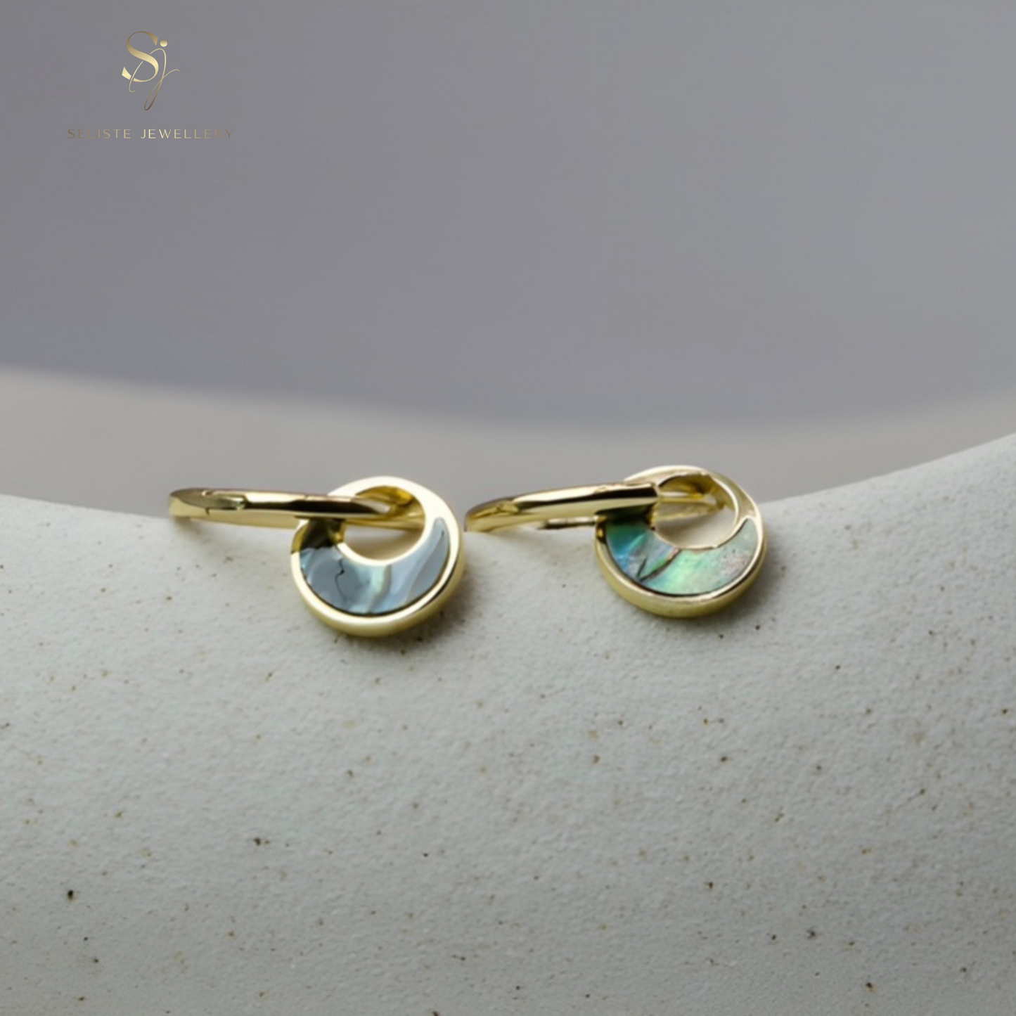 Abalone Shell Charm Hoop Earrings