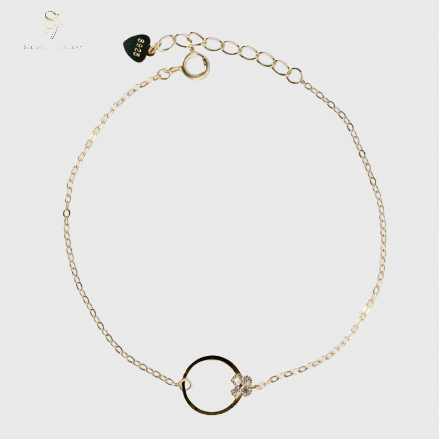 Circle Tiny Flower Charm Bracelet