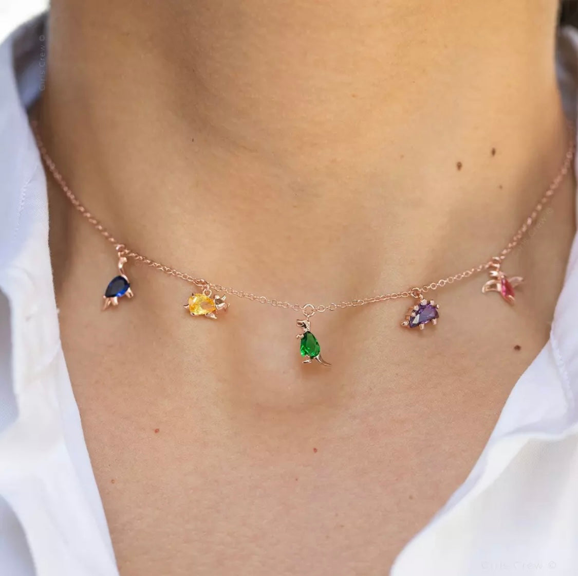 Tiny Dinosaur Charms Necklace