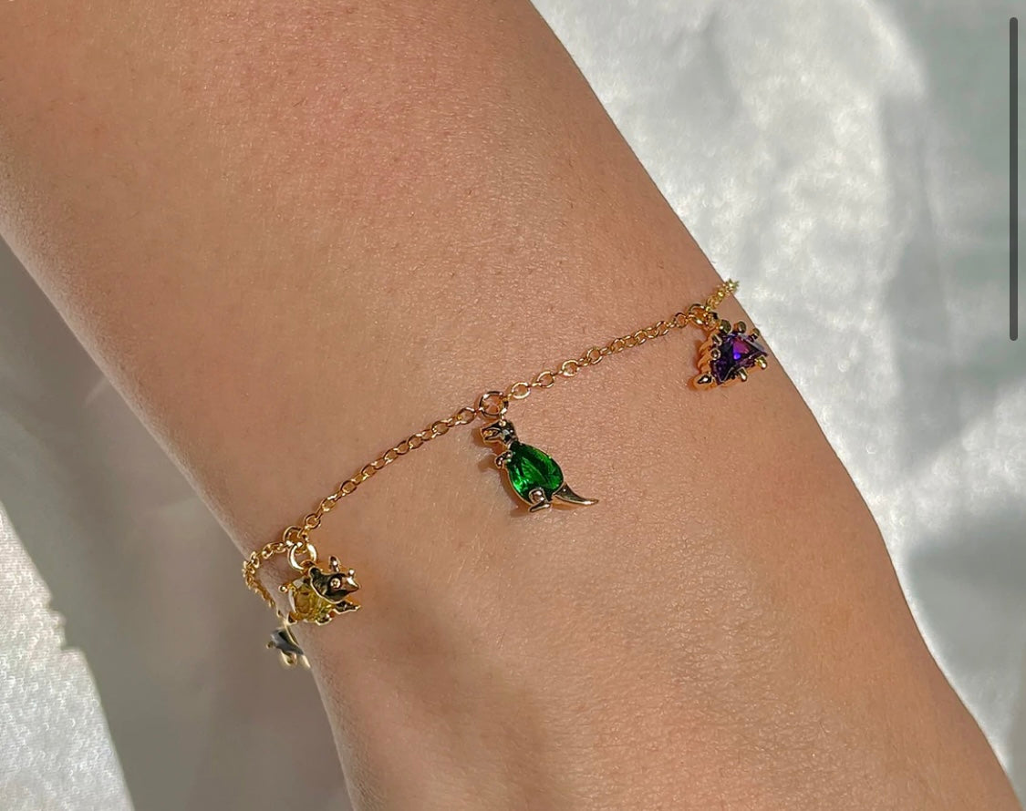 Tiny Dinosaur Charm Bracelet
