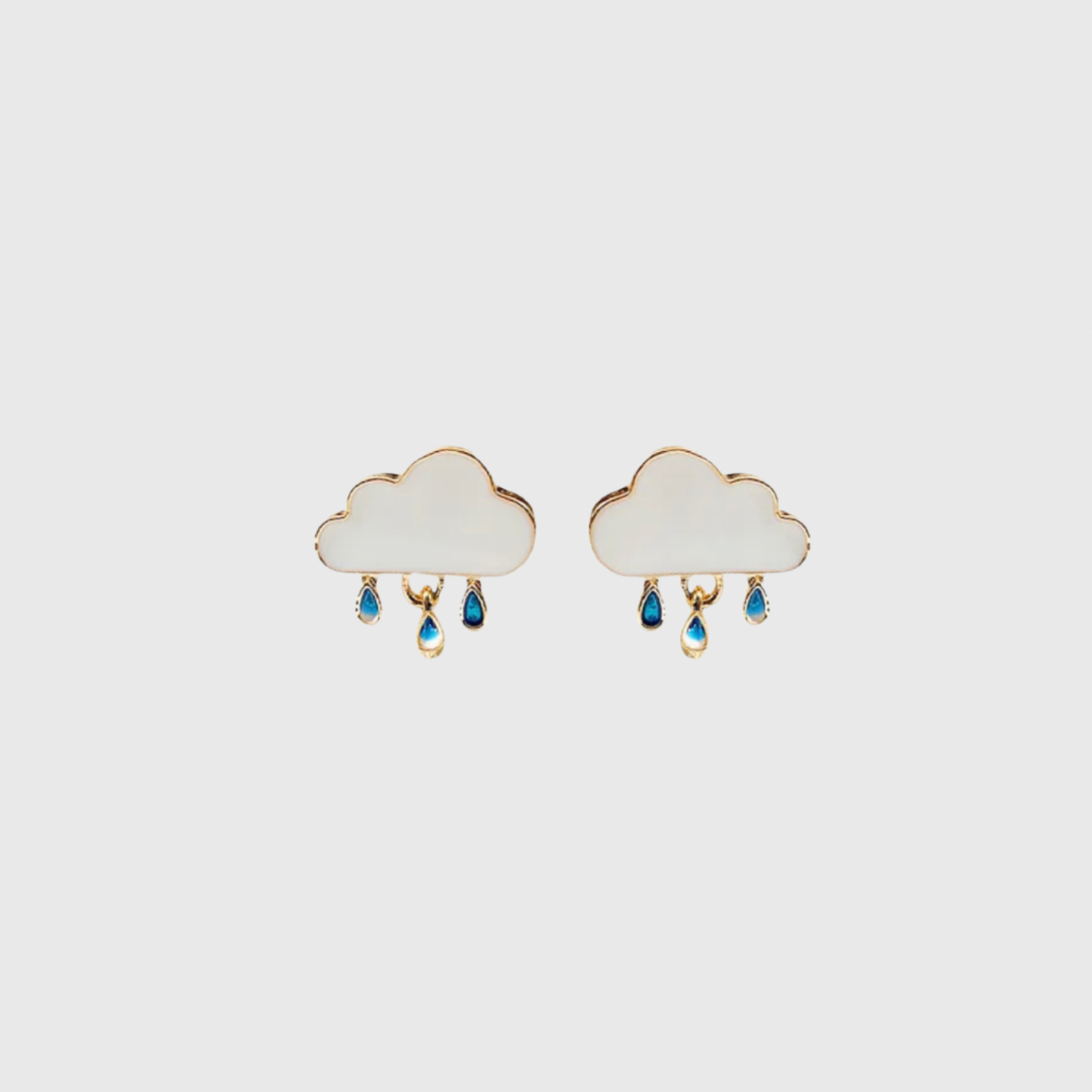 White Cloud Raindrops Stud Earrings