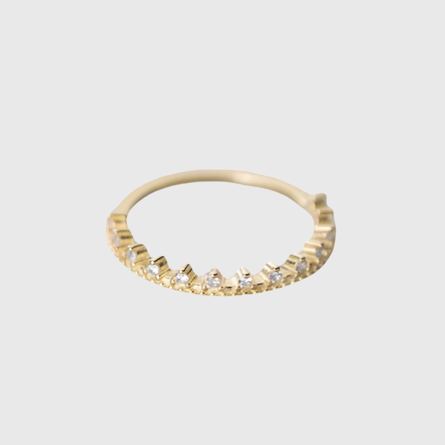 Minimalist Gold French Pavé Crown Ring