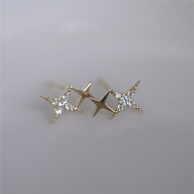Minimalist CZ Star Gold Stud Earrings, Starburst Earrings, Small Star Earrings ,Celestial Earrings, Celestial Jewellery,Gold Dainty Earrings