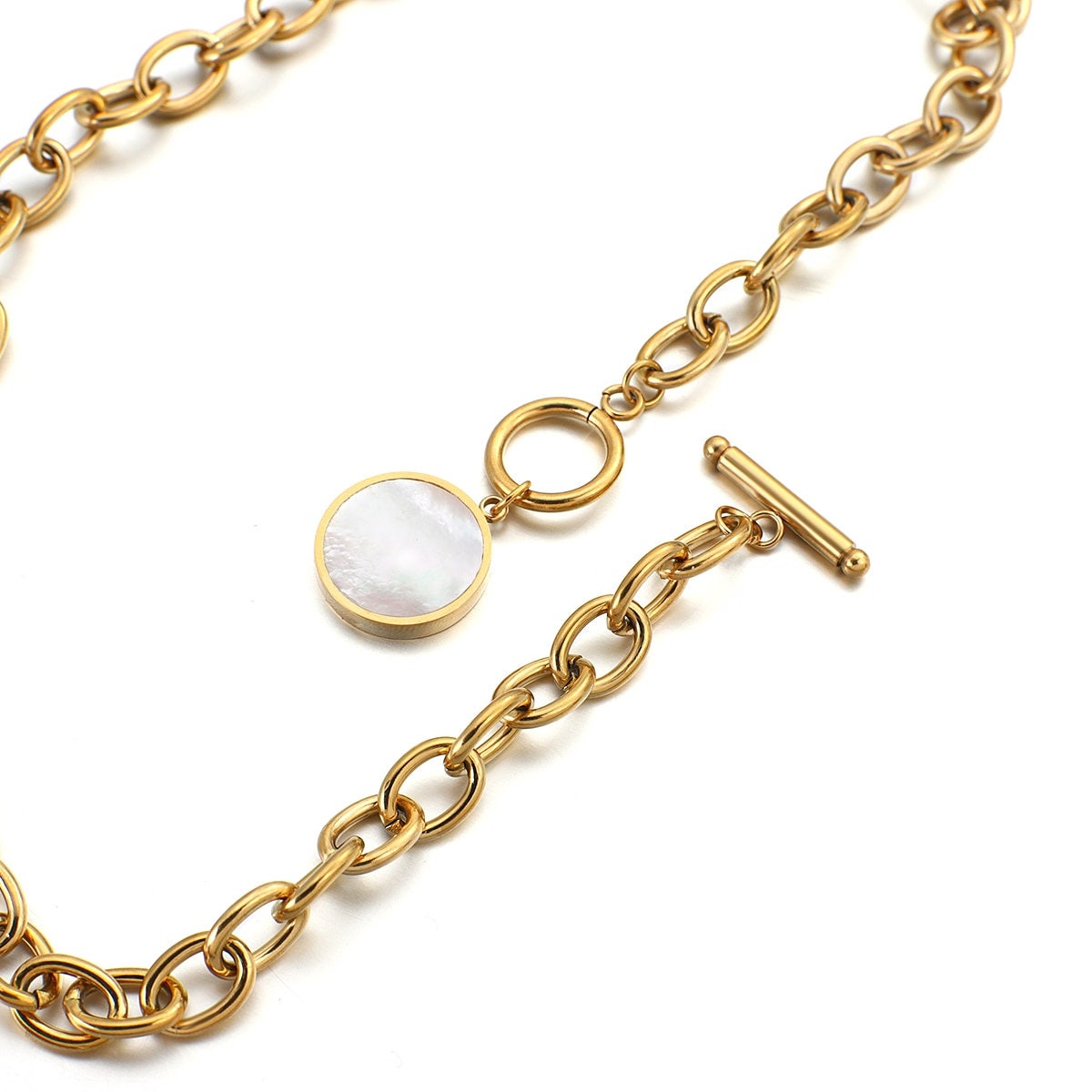 Elegant Gold Punk Collar Necklace-Silver Chain Necklace- Coin Pendant Necklace- Thick Chain Gold Necklace- Gold Chain Necklace-Gift For Her