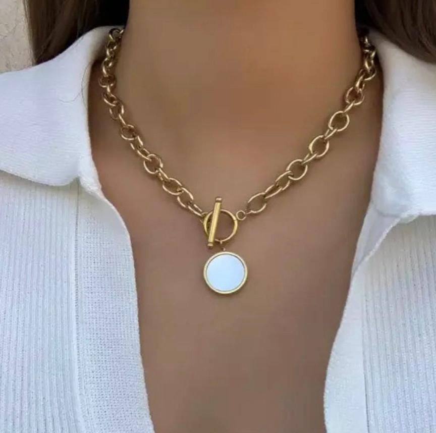 Elegant Gold Punk Collar Necklace-Silver Chain Necklace- Coin Pendant Necklace- Thick Chain Gold Necklace- Gold Chain Necklace-Gift For Her