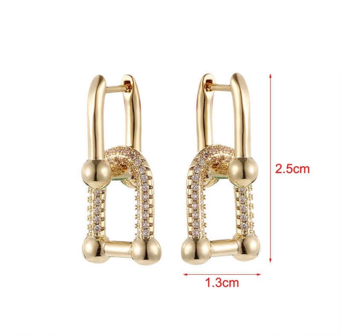 Elegant Gold Hoop Earrings,U Shape Earrings,CZ Gold Hoops,Huggie Earrings,Dainty Hoop Earrings,Tiny Hoop Earrings,Charm Hoops,Gift For Her