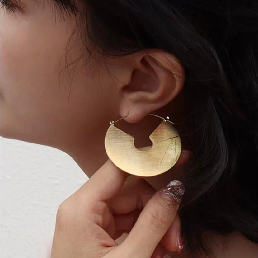 18k Gold Big Circle Round Dangle Earrings - Silver Geometric Earrings - Large Hoop Earrings- Party Earrings- Statement Earrings-Gift For Her