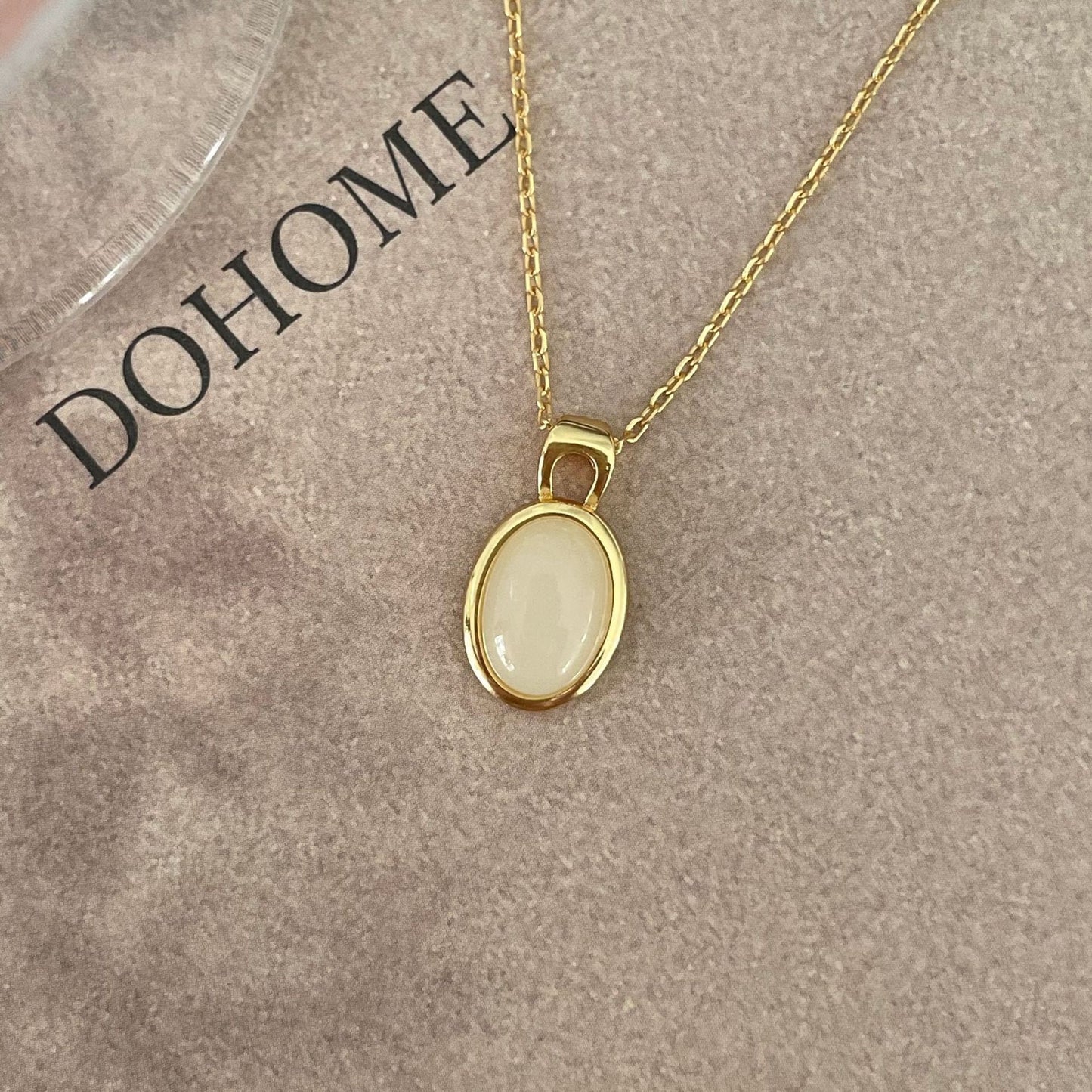 Dainty 925 Sterling Silver Simple Oval Crystal Pendant Necklace -Minimalist Gold Pendant Necklace- Delicate Gemstone Necklace- Gift For Her