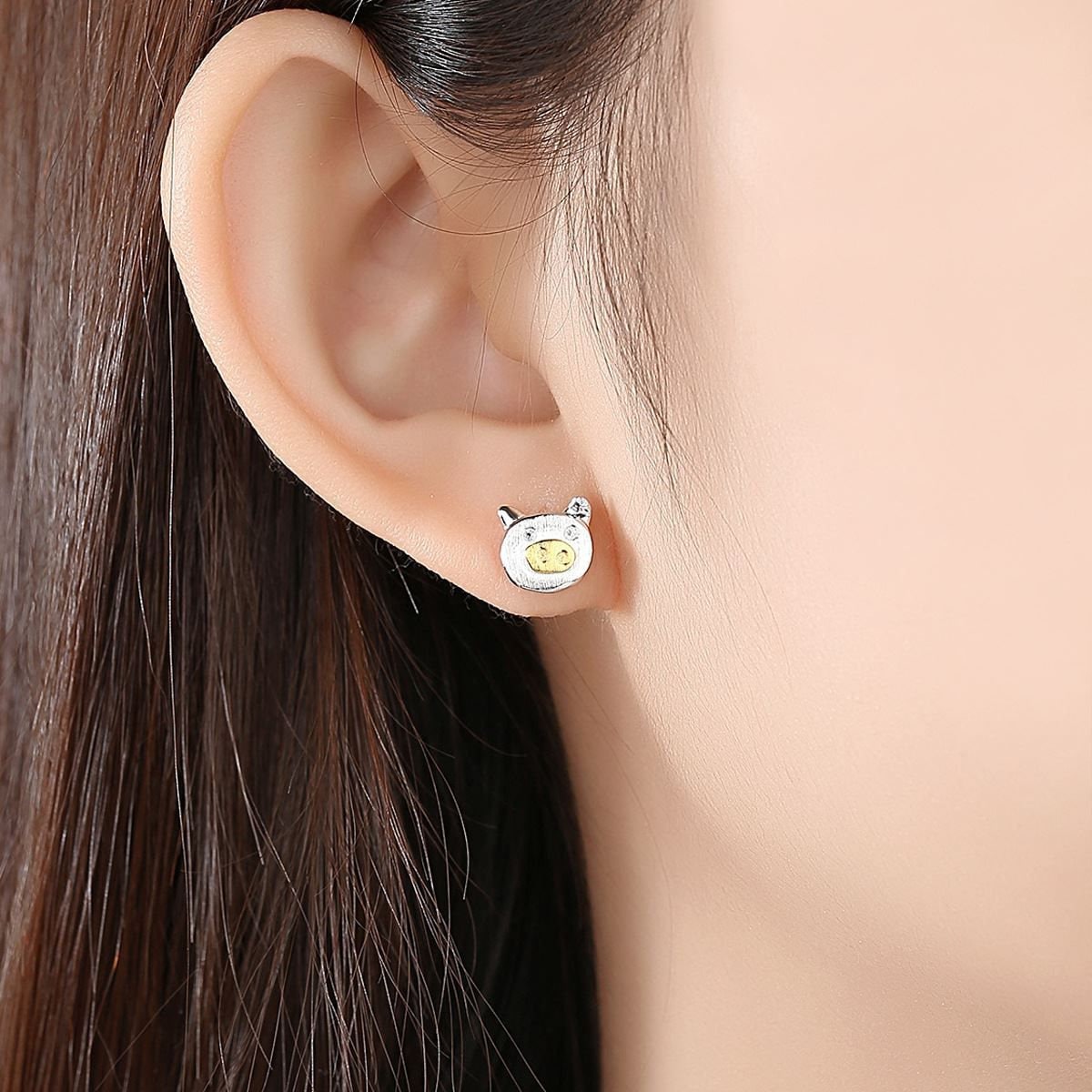 925 Sterling Silver Pig Earrings-Gold Pig Earrings- Dainty Earrings- Minimalist Earrings-Cute Animal Earrings- Silver Earrings-Gift For Her