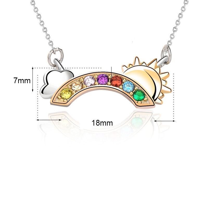 Minimalist Rainbow Necklace-Cute Sun Pendant Necklace-Dainty Cloud Necklace-Rainbow Pendant-Cloud Pendant-925 Sterling Silver Necklace Gift