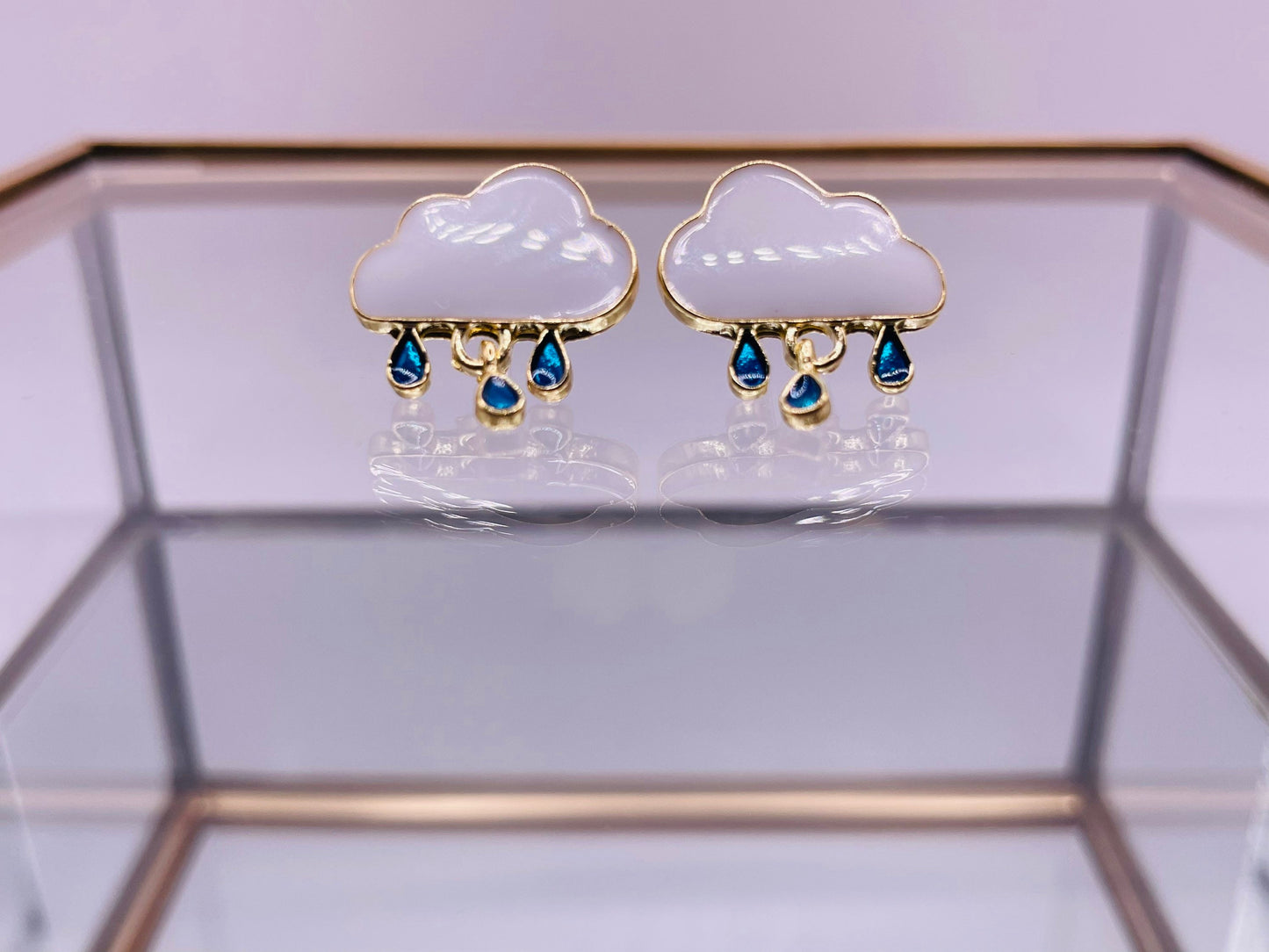 Cloud Earrings,Cloud Stud Earrings,Cloud Earrings With Raindrops,Gold Cloud Earrings,Dangle Cloud Earrings,Raindrop Earrings,Petite Earrings