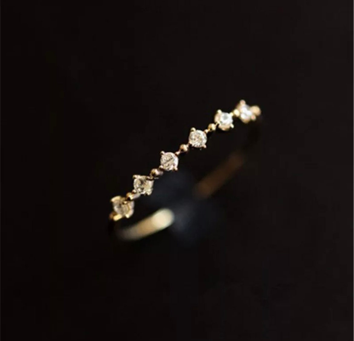 18k Gold Plated Dainty Ring, Gold Minimalist Ring, Stacking Ring, Simple CZ Ring, Sterling Silver Ring, Thin Ring, Vintage Ring,Gift For Her