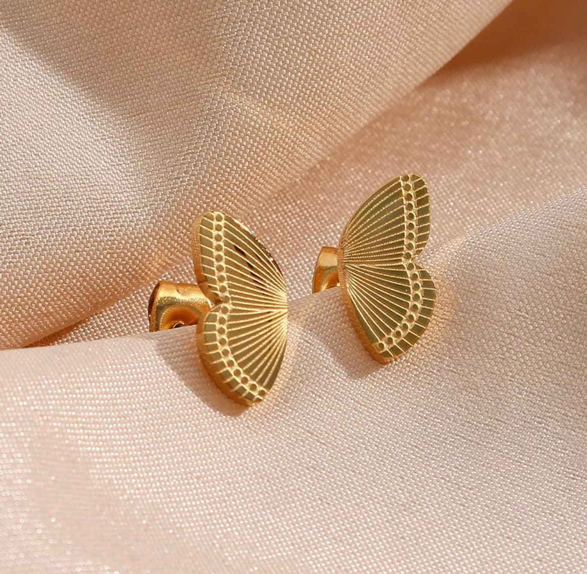 18K Gold Butterfly Stud Earrings-Gold Butterfly Earrings-Minimalist Earrings- Dainty Butterfly Studs-Butterfly Earrings-Gift For Her
