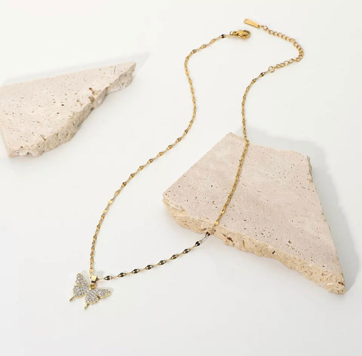 Dainty Gold Cz Butterfly Pendent Necklace-Butterfly Necklace-Butterfly Pendant-Butterfly Jewellery-18K Gold Butterfly Necklace-Gift For Her