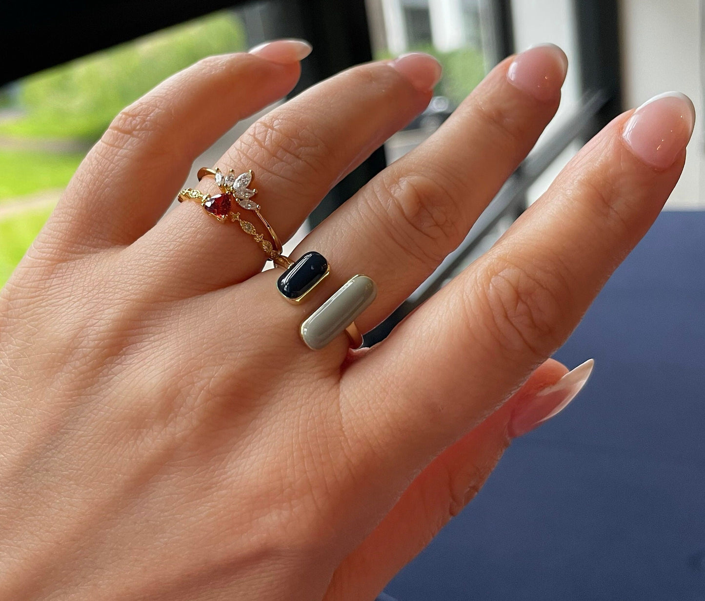 French Enamel Retro Open Ring,Gold Open Ring,Adjustable Ring,Stylish Ring,Elegant Gold Ring,Handmade Open Ring,Dainty Ring,Minimalist Ring