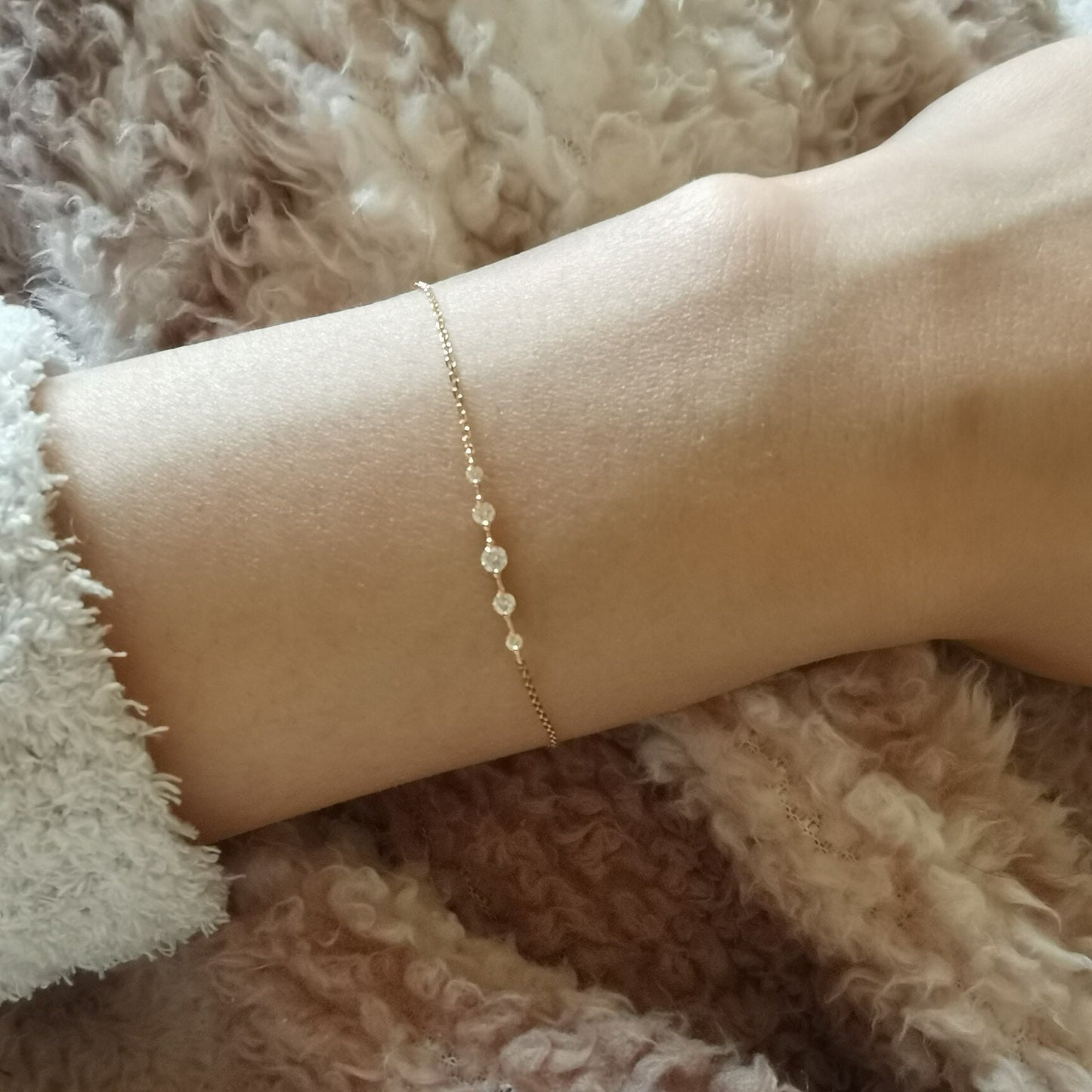 Dainty Gold Crystal Bracelet - Minimalist Crystal Bracelet - Delicate Thin Bracelet -Sterling Silver Bracelet -Dainty Bracelet -Gift For Her
