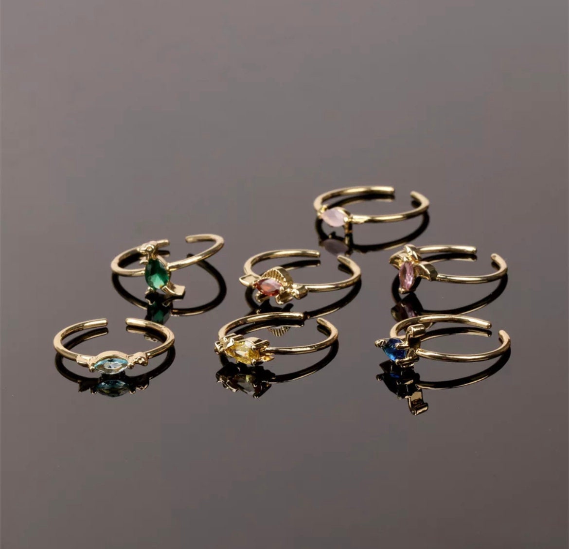 18k Gold Plated Dinosaur Adjustable Ring -Cute Dinosaur Ring - Charm Ring - Thin Gold Ring- Staking Ring - Kids Jewellery - Gift For Her