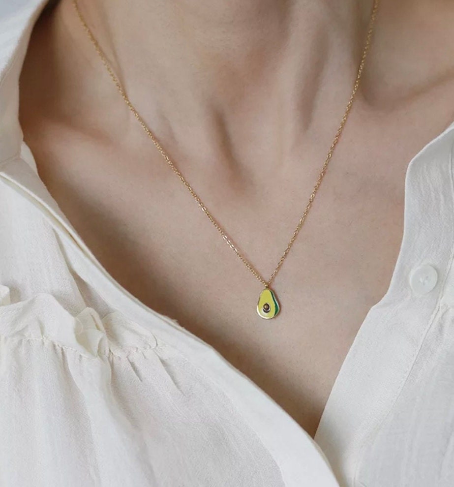 18k Gold Avocado Pendent Necklace-Avocado Necklace-Birthstone Necklace-Dainty Gold Necklace-Charm Necklace-Personalised Necklace-Mum Gift