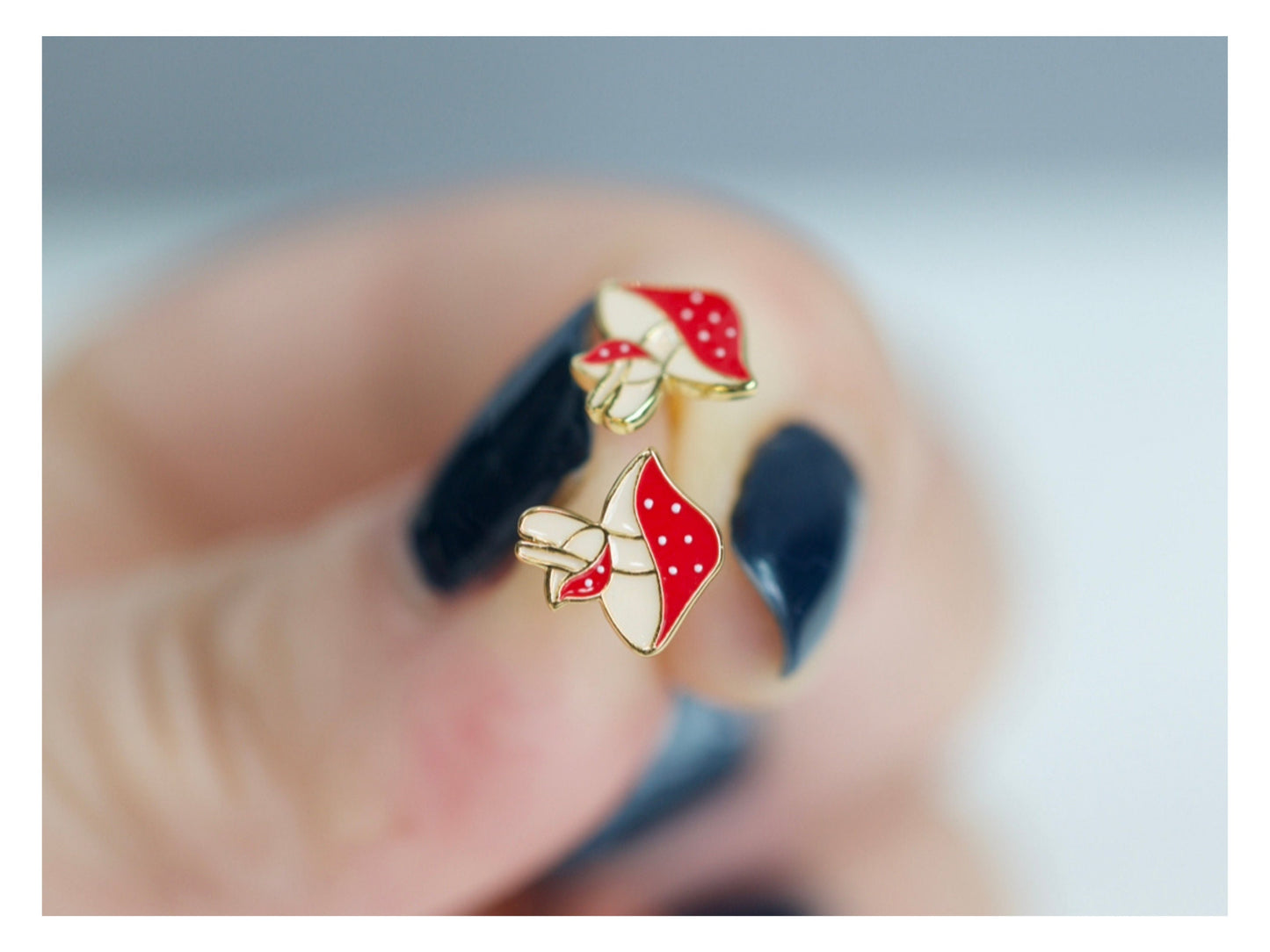 Dainty Red Mushroom Stud Earrings