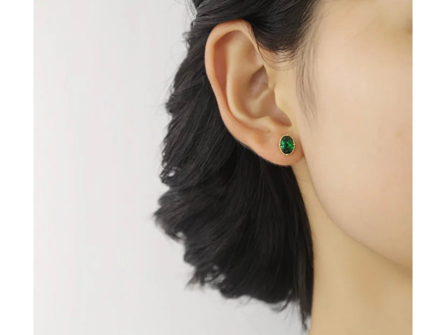 Emerald Oval Stud Earrings