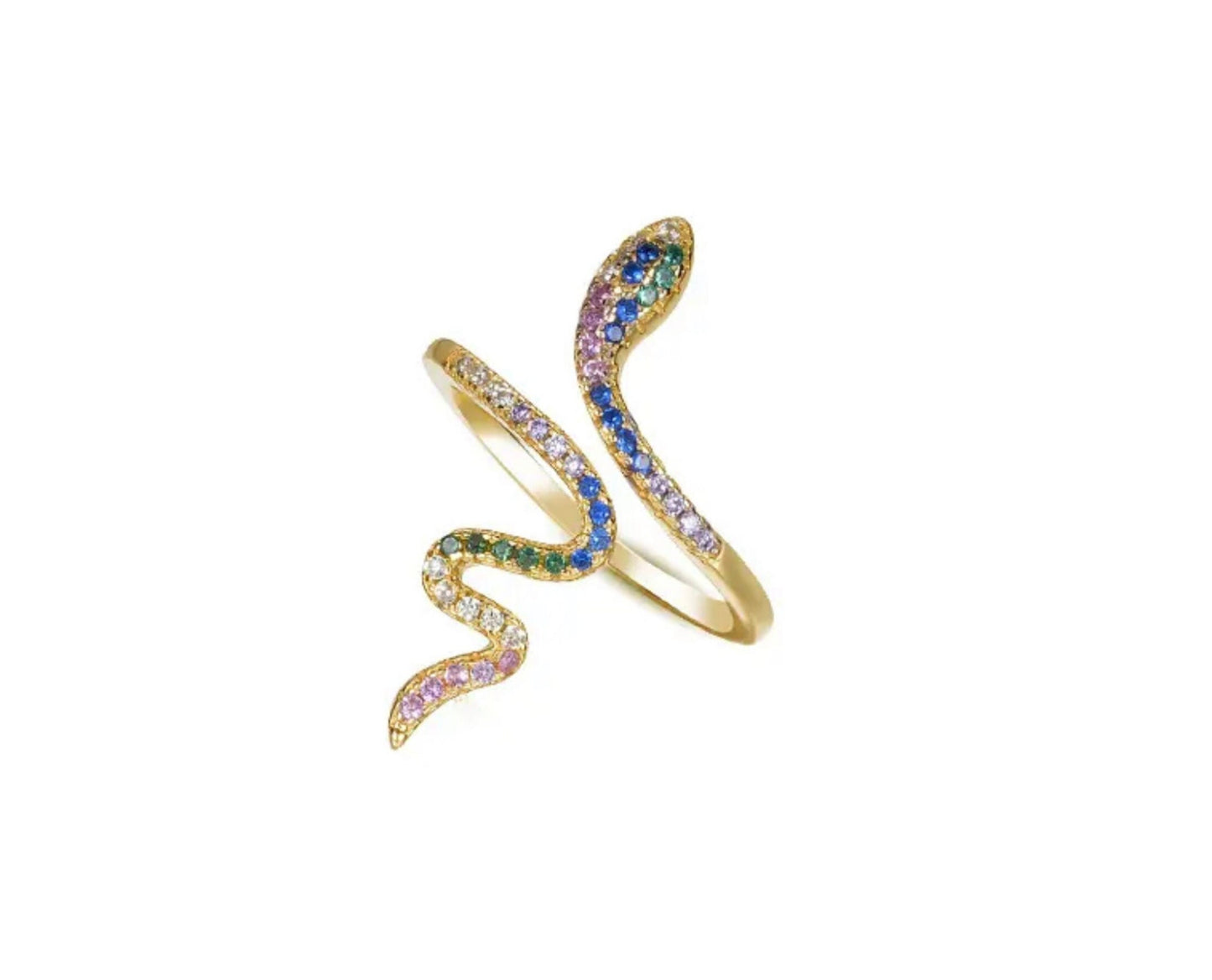 Colourful Gold Snake Ring