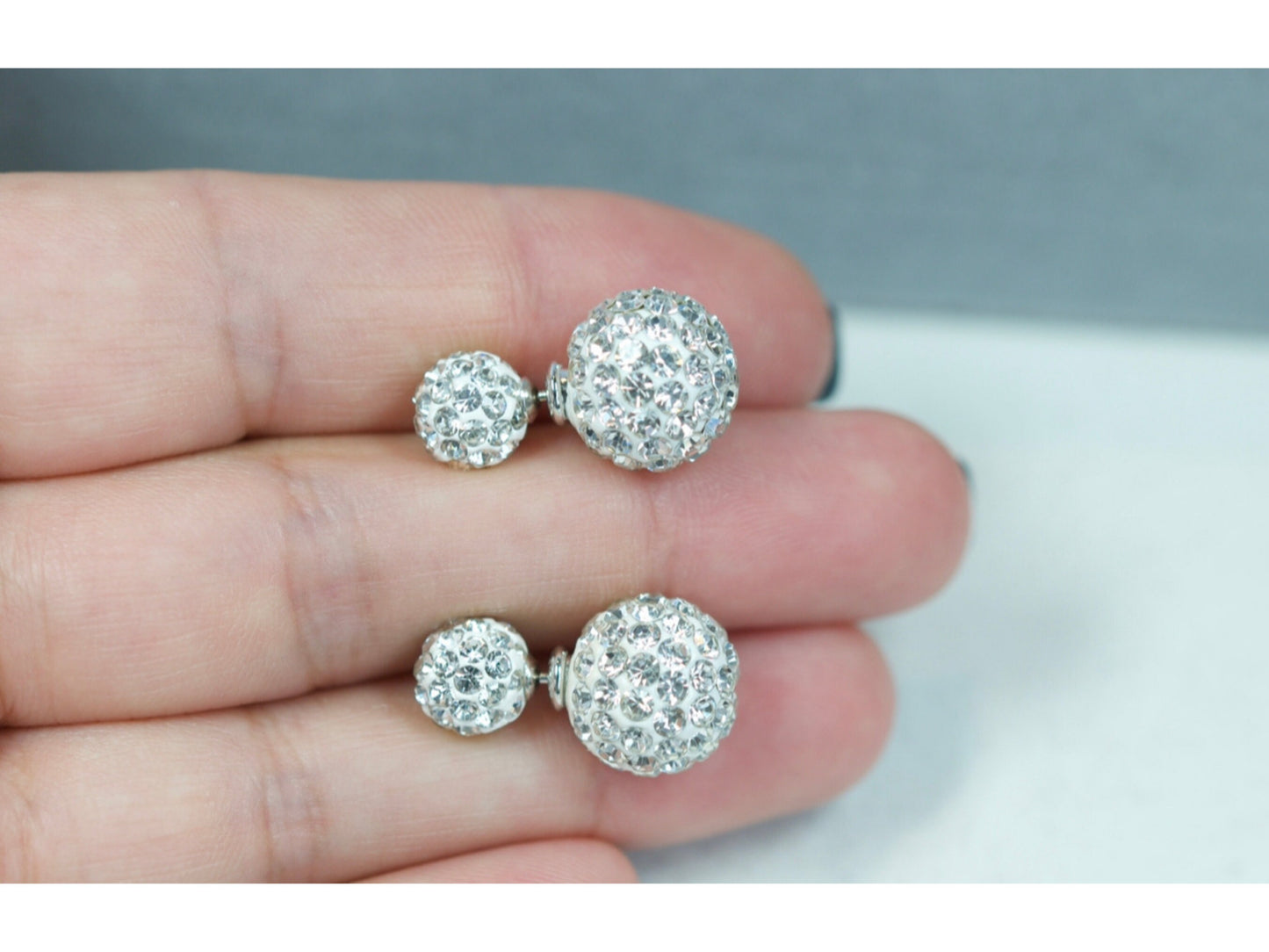 Double Ball Crystal Jacket Earrings