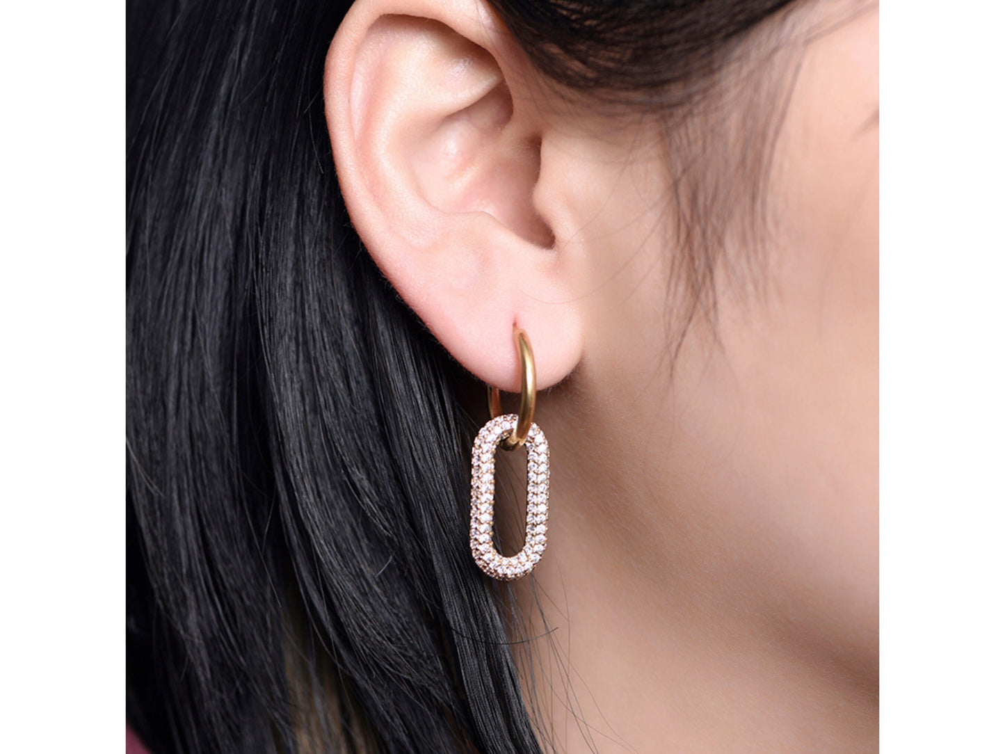 Green Dangle Hoop Earrings