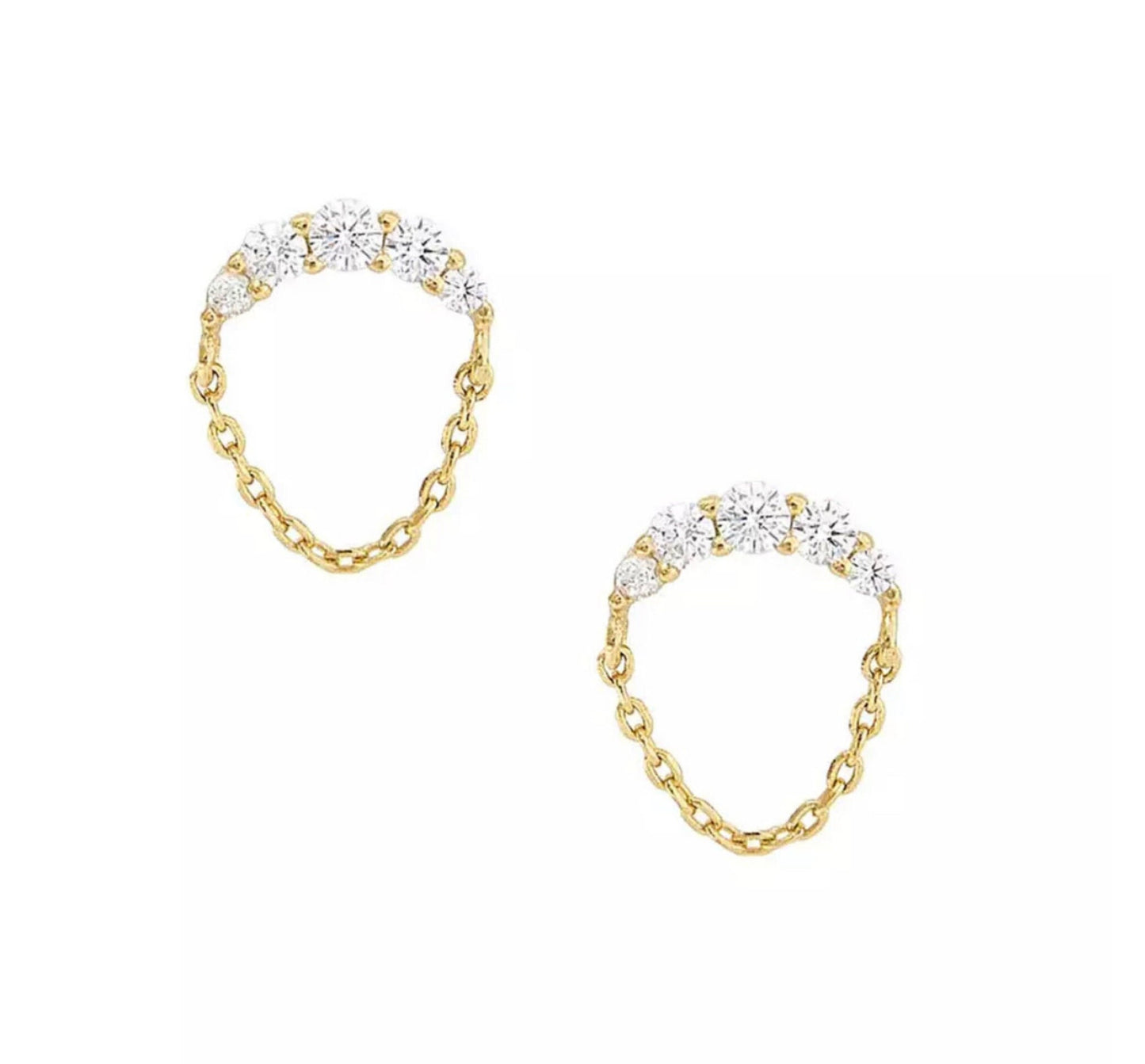Crystal Chain Dangle Stud Earrings
