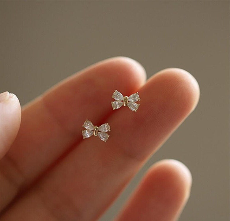 Diamond Bow Earrings