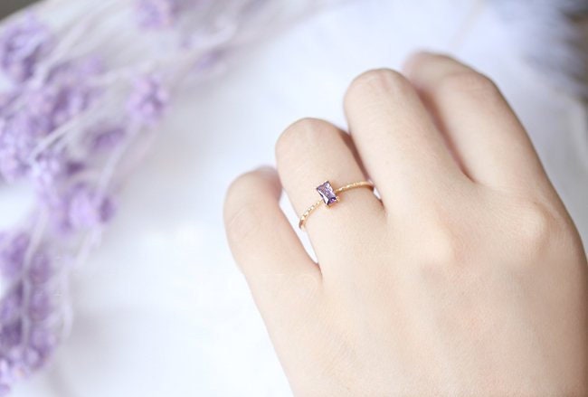 Purple Baguette Ring