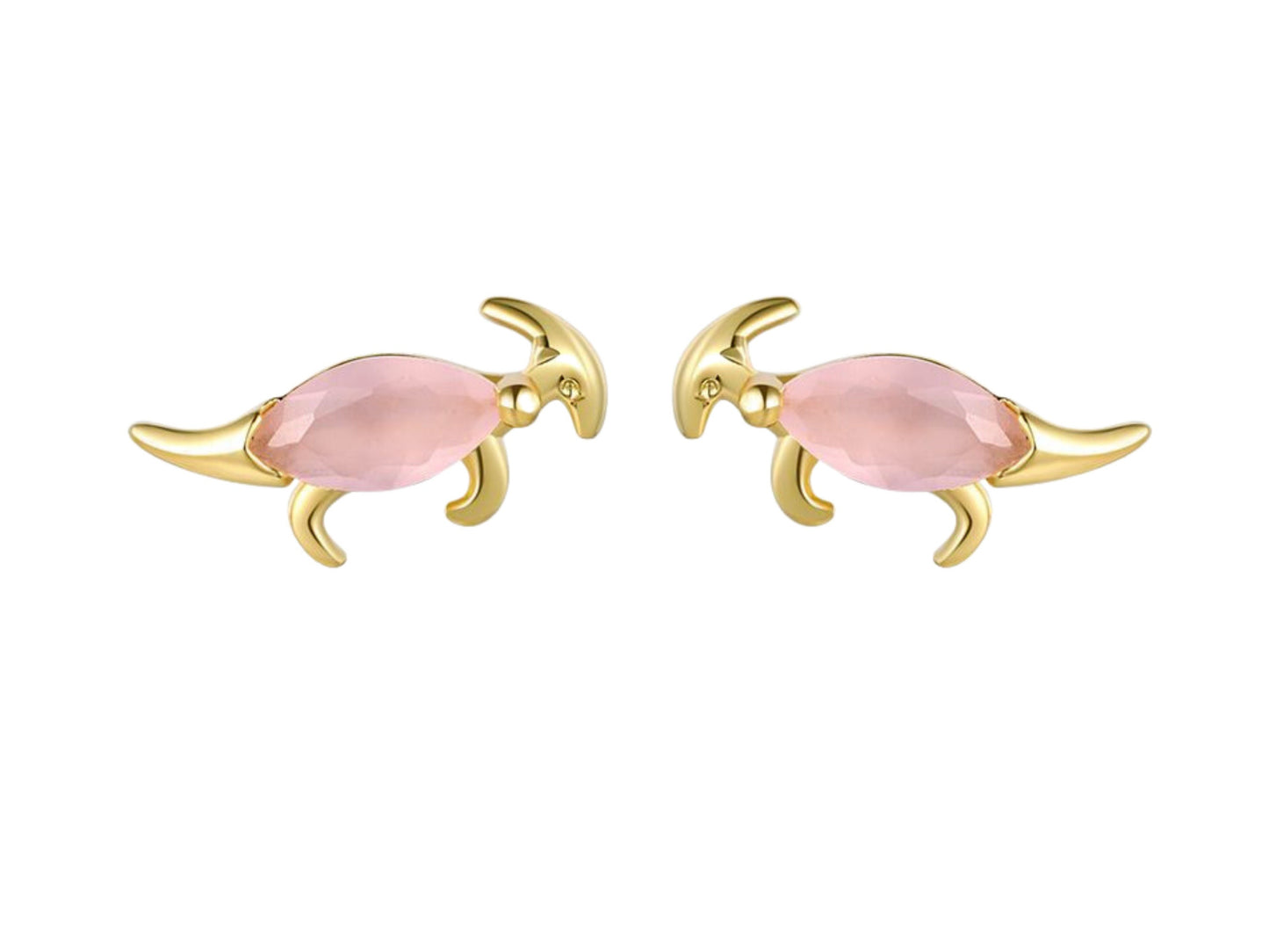 Tiny Pink Parasaurolophus Earrings
