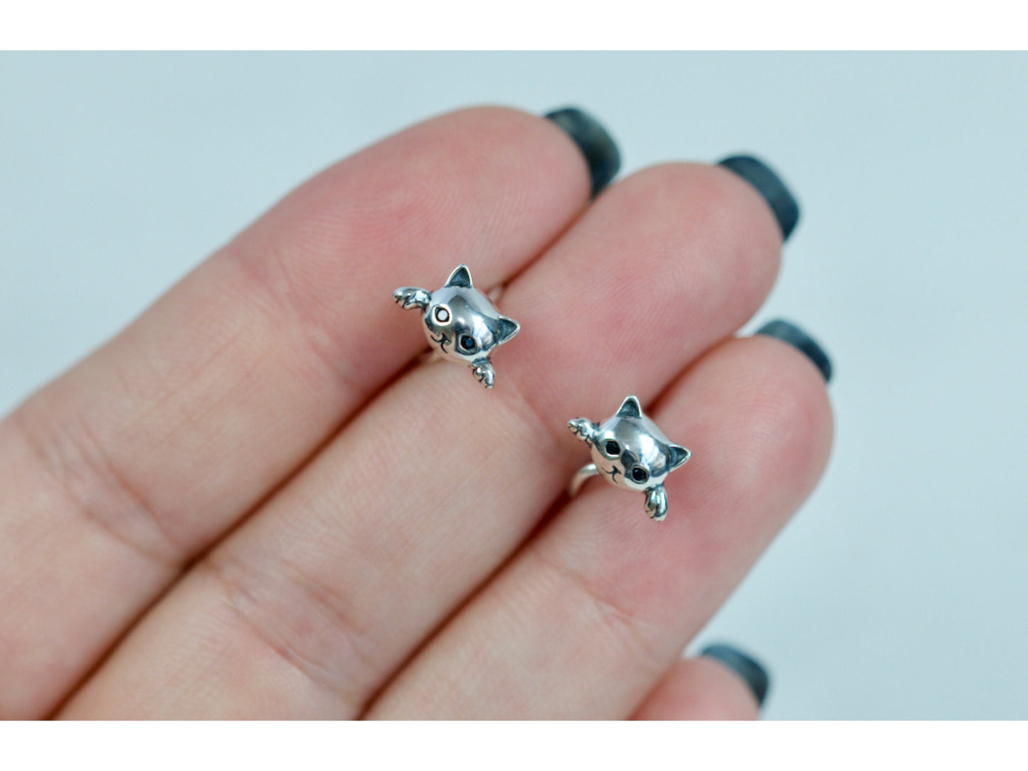 Cat Hanging Hoop Earrings