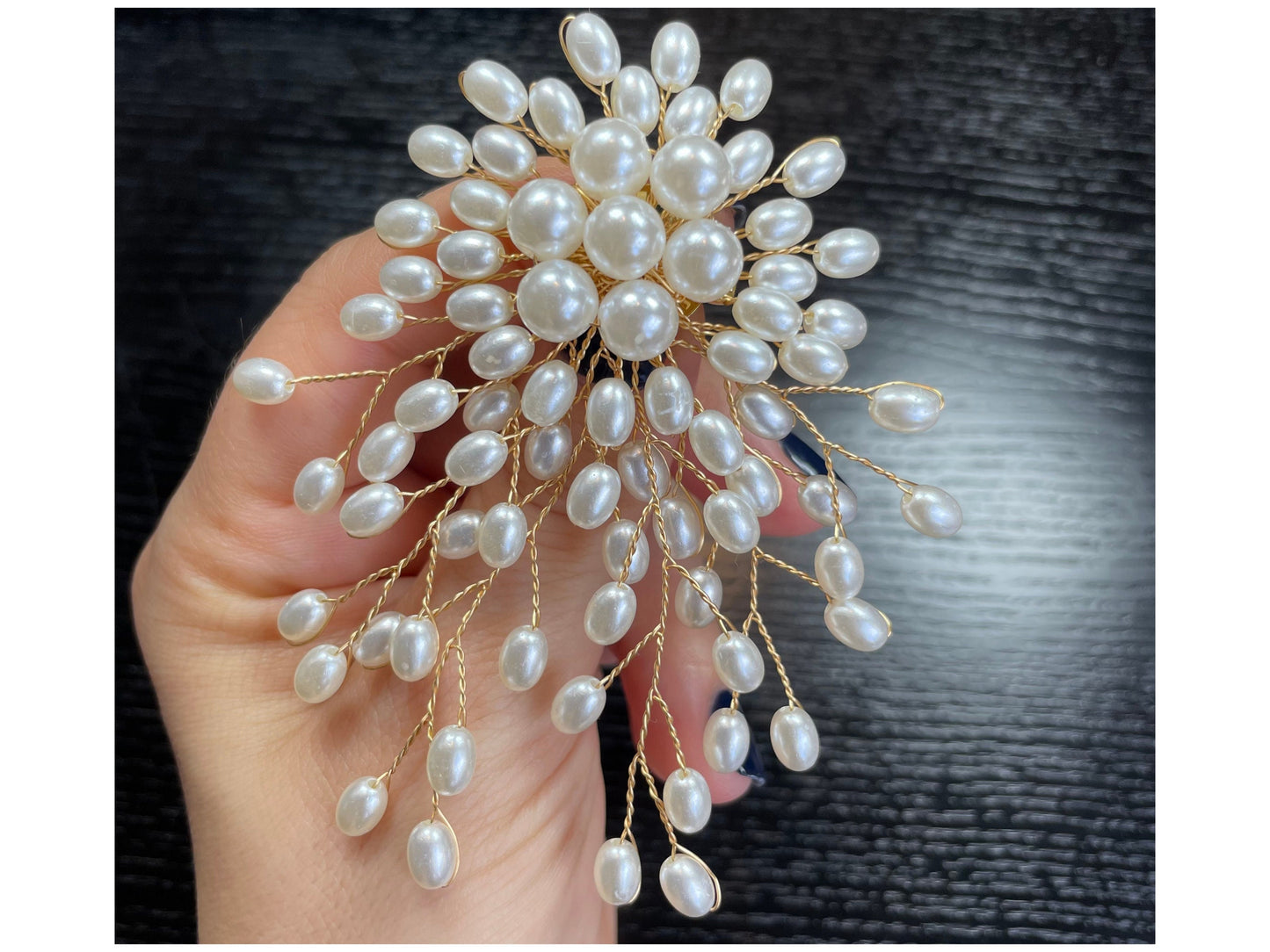 Stunning Large White Pearls Flower Brooch Pin