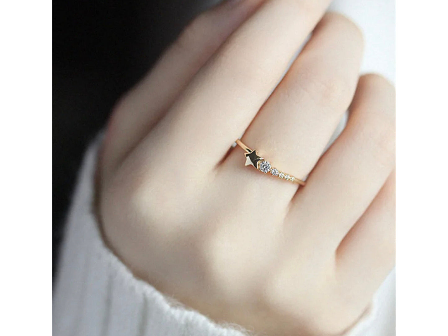 Tiny Star Diamond Ring