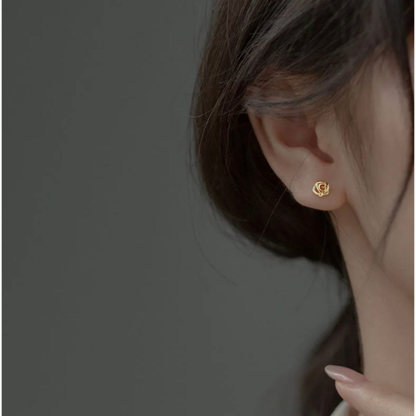 Tiny Rose Flower Earrings