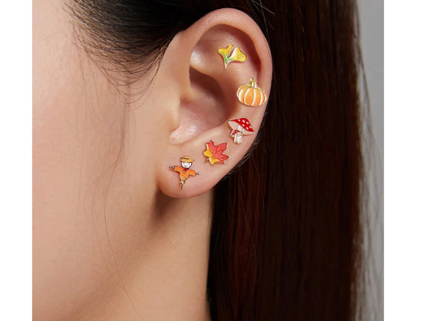 Dainty Red Mushroom Stud Earrings