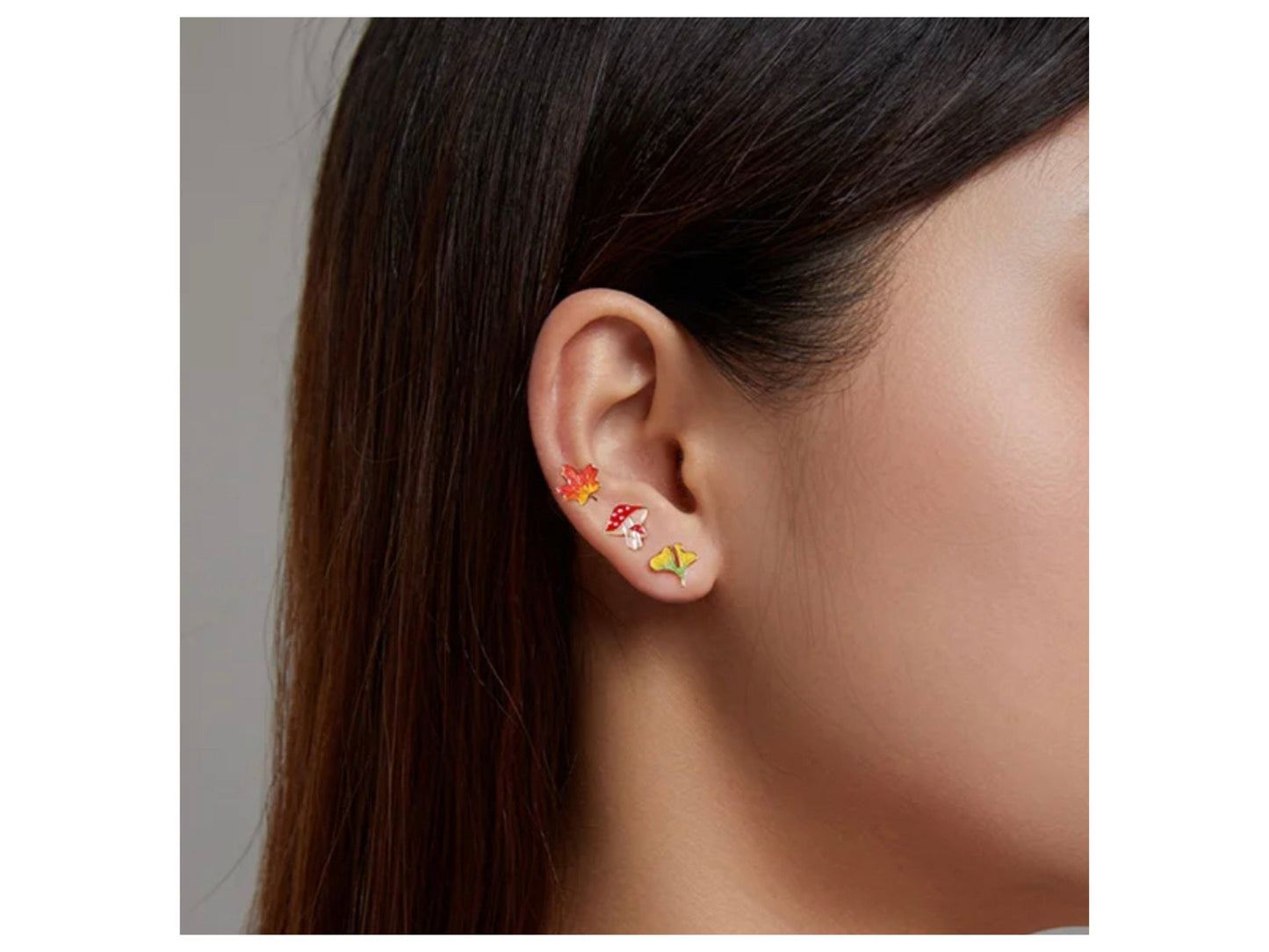 Dainty Red Mushroom Stud Earrings