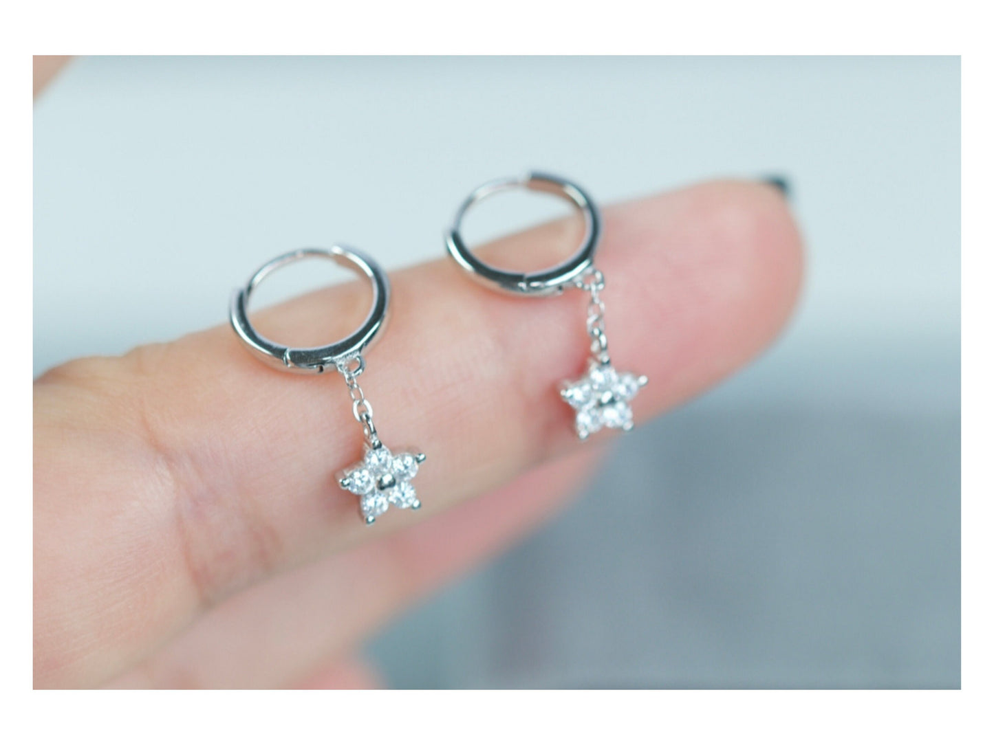 Tiny Flower Charm Huggie Earrings