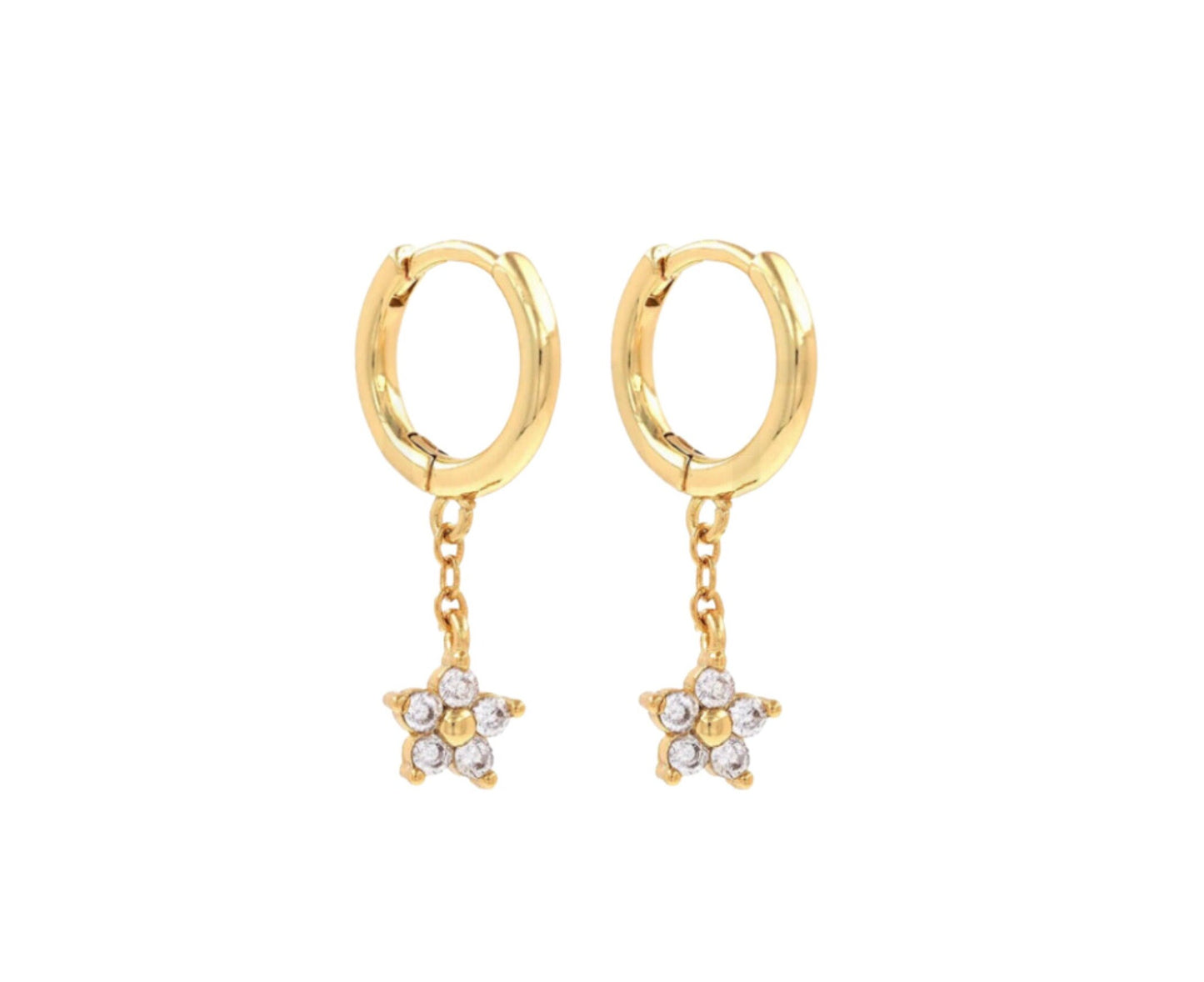 Tiny Flower Charm Huggie Earrings