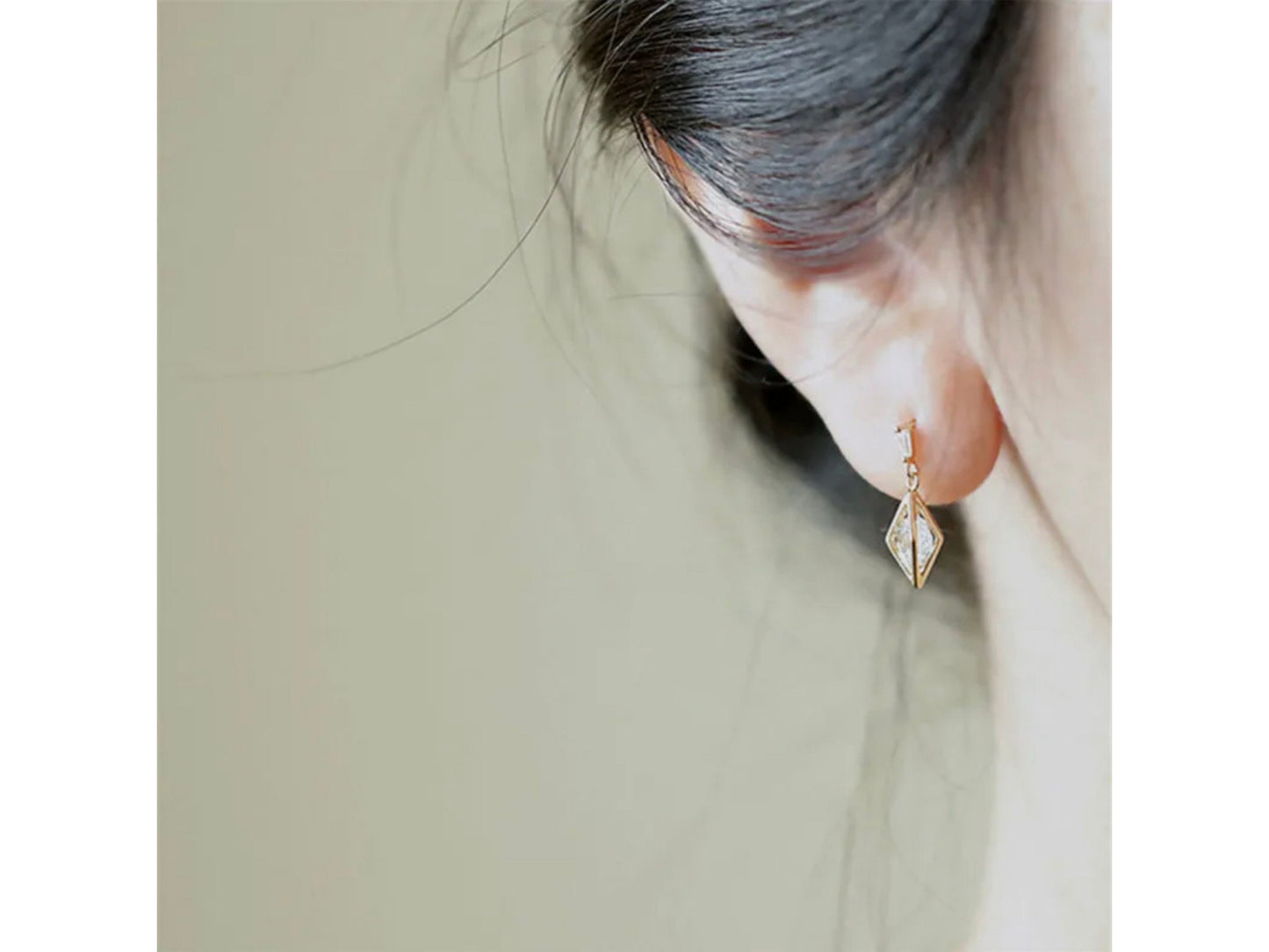 Dainty Rhombus Diamond Dangle Earrings