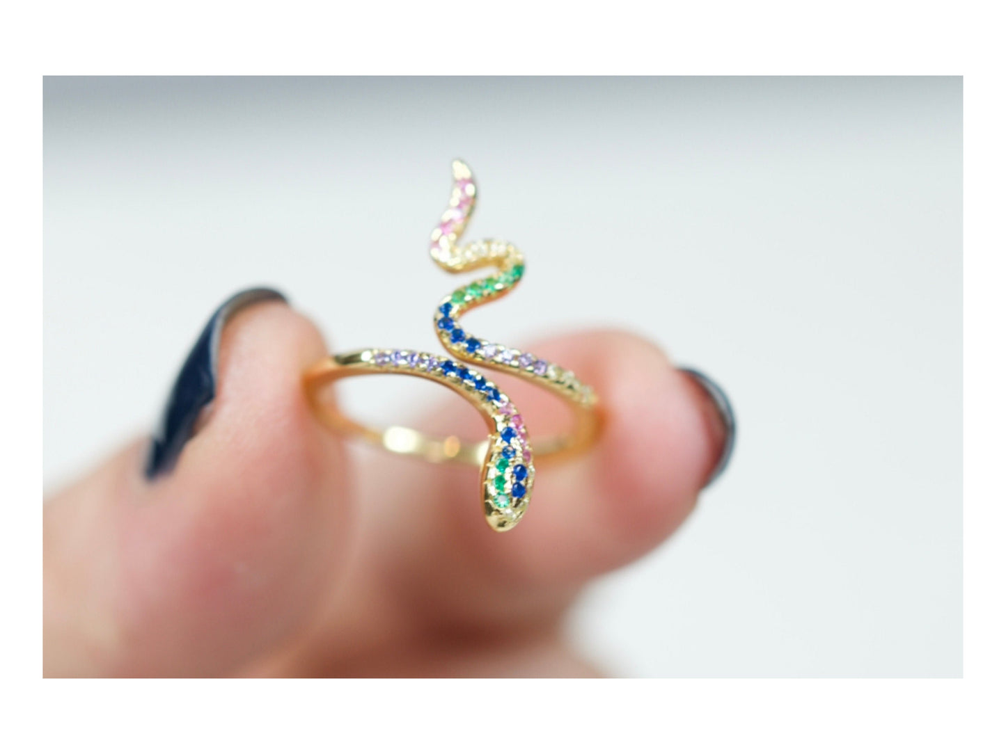 Colourful Gold Snake Ring