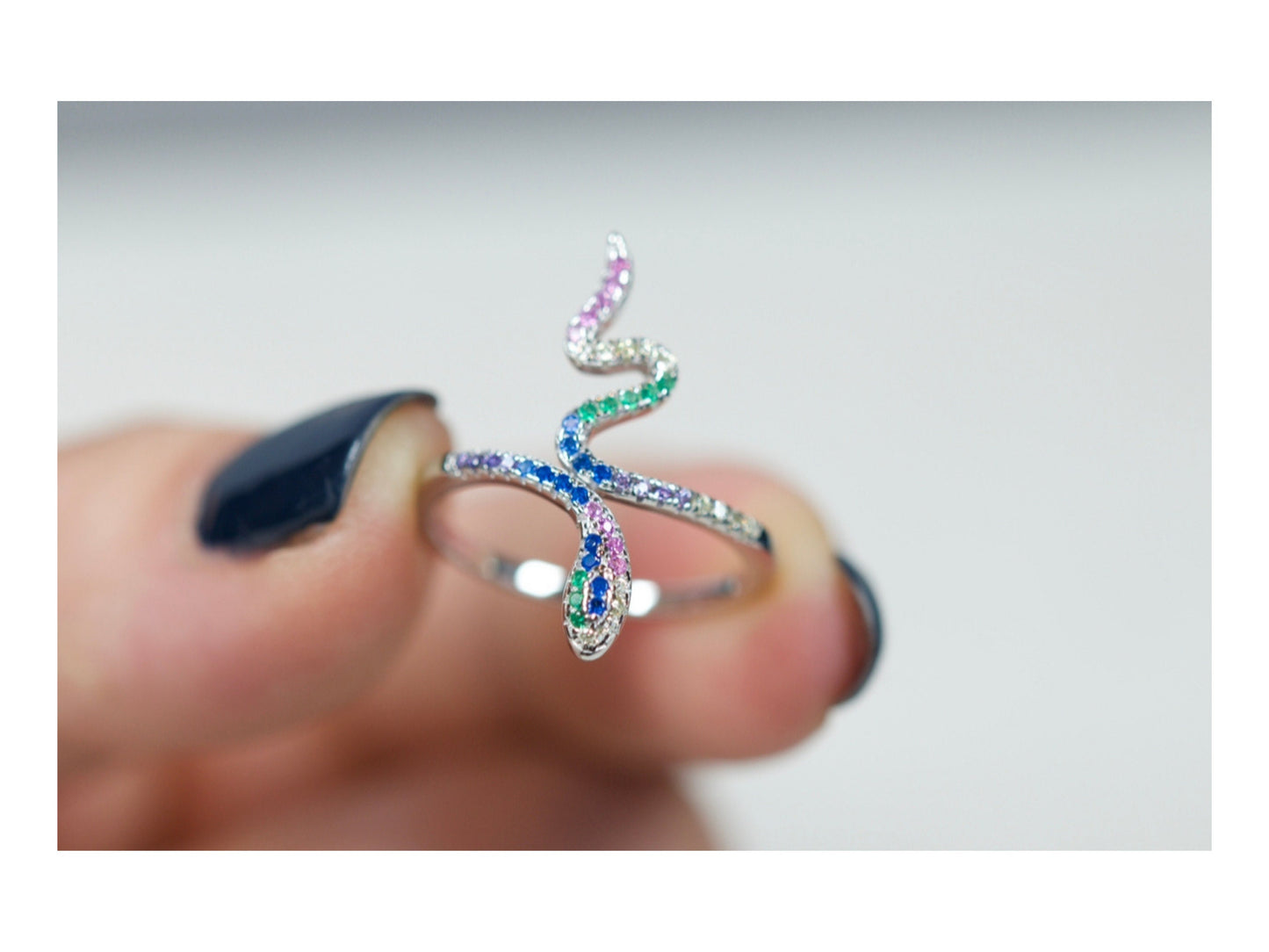 Colourful Gold Snake Ring