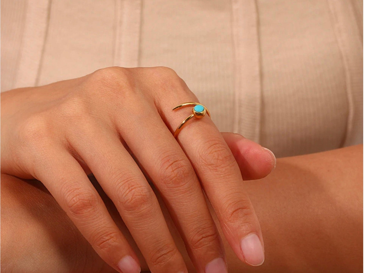 Turquoise Gold Open Ring