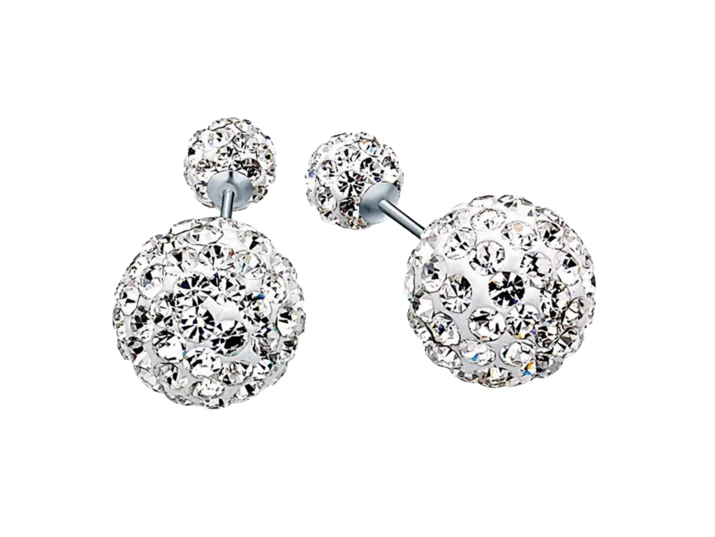 Double Ball Crystal Jacket Earrings